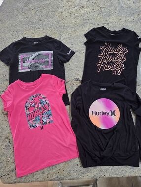 Hurley Girls Lot Of 4 Kids' Graphic Tees Set - Barely Worn! Medium Size 8/10